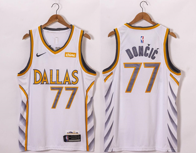 Men's Dallas Mavericks #77 Luka Doncic White Stitched NBA Jersey